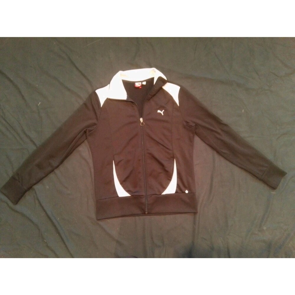 Puma Full Zip Logo Jacket Black & White Size Large